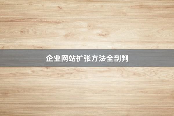 企业网站扩张方法全剖判